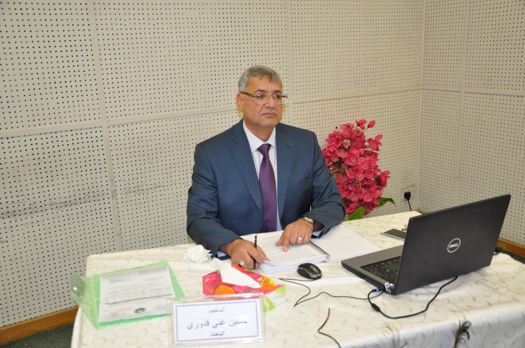 مناقشة  إطروحة الدكتوراه لعضو الهيئة التدريسية الدكتور (حسين غني قدوري )  في فرع الفسلجة والفيزياء الطبية 