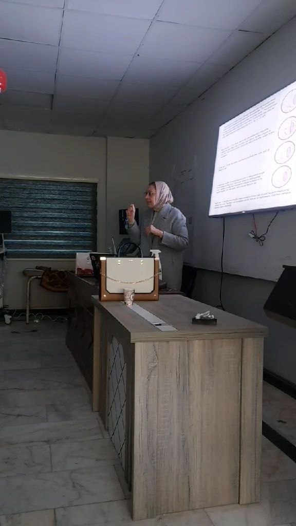 A lecture titled "First Trimester Ultrasound" was delivered by Assistant Professor Dr. Inas Thamer at Al-Imamain Al-Kadhimiyain Medical City.