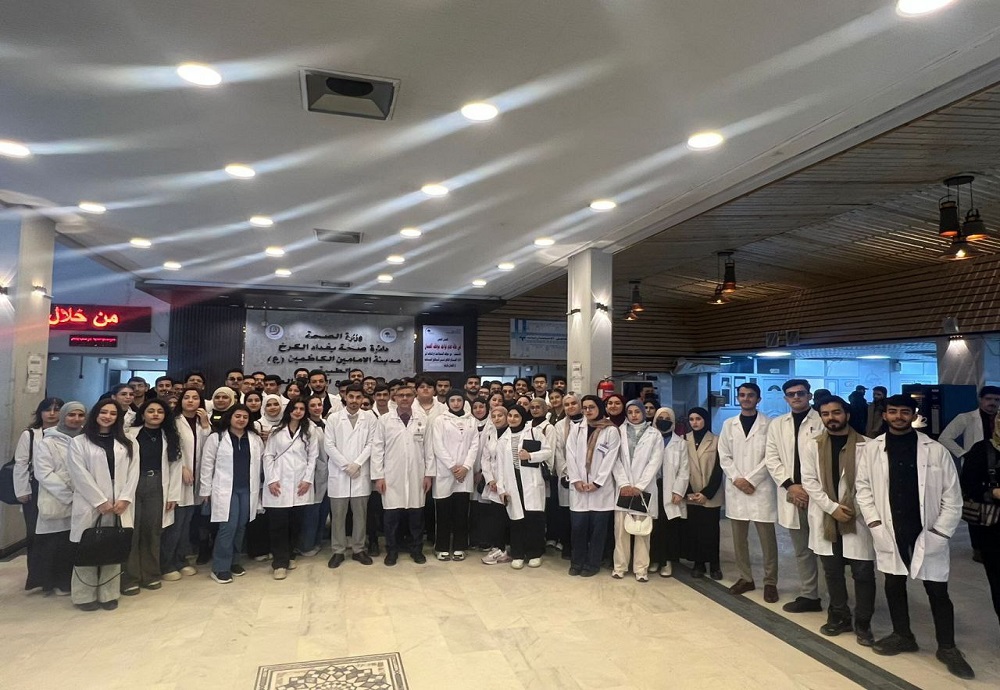 A group of students visited Al-Imamain Al-Kadhimain Medical City under the supervision of Prof. Dr. Haider Sabah Kadhim.
