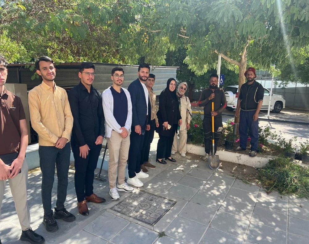 The College of Medicine at Al-Nahrain University organizes a planting campaign titled "Let’s Plant Together Damask Roses" in celebration of Arbor Day.