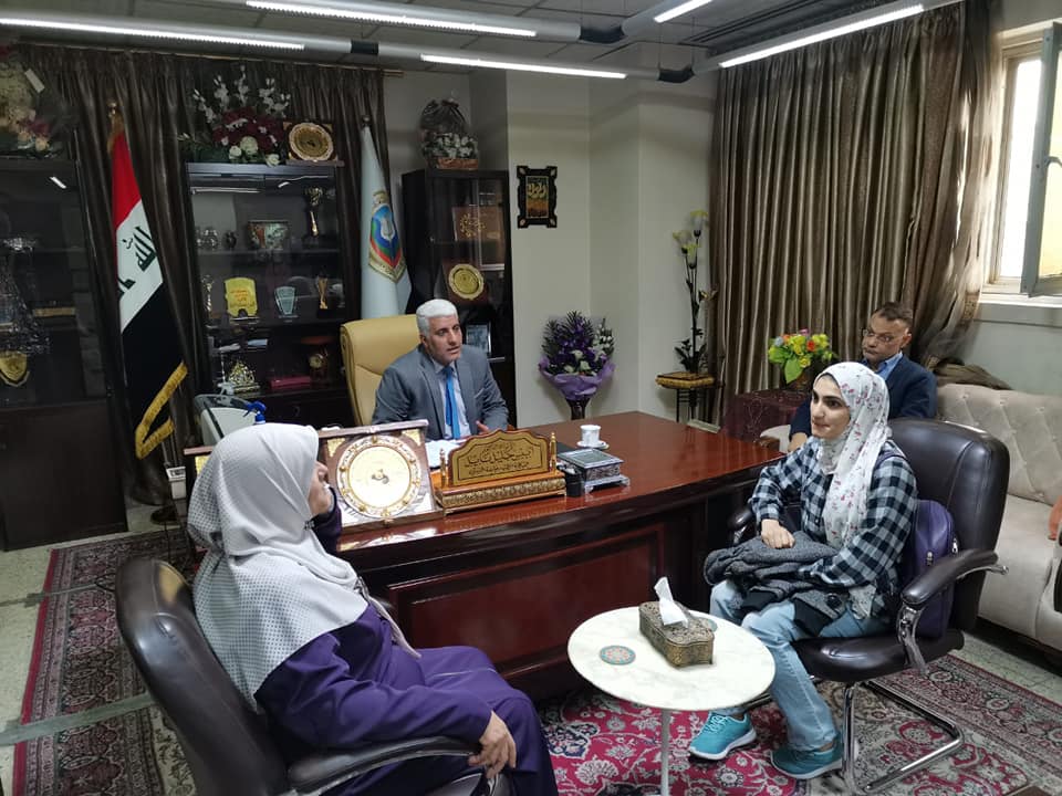 The Dean of Al-Nahrain Medicine receives the Jordanian student accepted according to the scholarships for non-Iraqi students