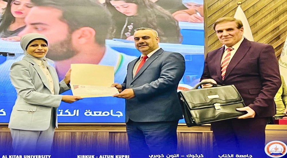 Professor Dr. Astabraq Abdulrasool Al-Wasiti was awarded a certificate of appreciation by the Office of the Honorable Minister of Higher Education and Scientific Research.